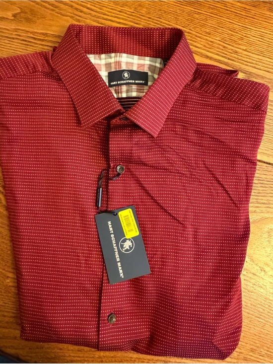 Hart Schaffner Marx Other - Hart Schaffner Marx Men’s Geometric Short Sleeve Button Shirt Spread Collar Red